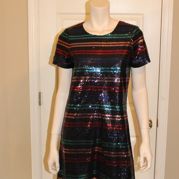 Devlin Striped Sequin Dress Size Small New Year's Eve - Picture 2 of 9